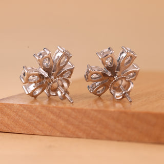 Round & Pear Cut Flower Design Moissanite Stud Earrings
