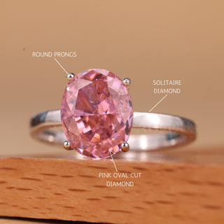 1.0CT Pink Oval Cut Diamond Solitaire Moissanite Engagement Ring