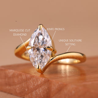 2.0CT Marquise Cut Unique Solitaire Engagement Ring