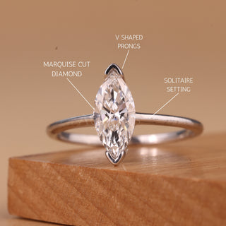 1.00CT Marquise Cut Solitaire Moissanite Engagement Ring