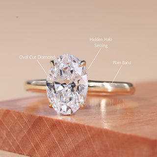 1.5CT Oval Cut Hidden Halo Moissanite Engagement Ring
