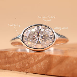 1.50CT East-West Oval Cut Solitaire Moissanite Engagement Ring