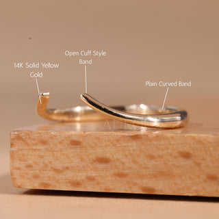 14K Solid Yellow Gold Unique Curved Wedding Band