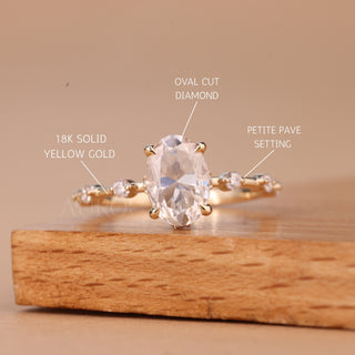 1.0CT Oval Cut Petite Pave Setting Moissanite Engagement Ring