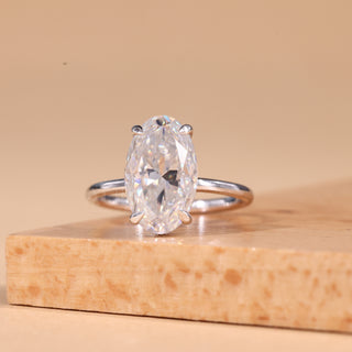 2.5CT Oval Cut Hidden Halo Moissanite Engagement Ring