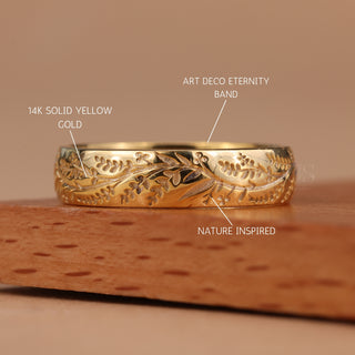 Art Deco Nature Inspired Unique Wedding Band