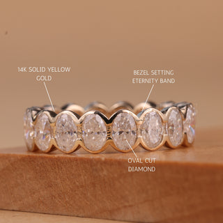 Oval Cut Bezel Setting Full Eternity Moissanite Wedding Band