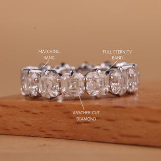 Asscher Cut Diamond Full Eternity Moissanite Wedding Band