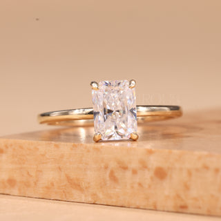 1.0CT Radiant Cut Hidden Halo Moissanite Engagement Ring