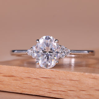 1.50CT Oval Cut Cluster Diamond Moissanite Engagement Ring
