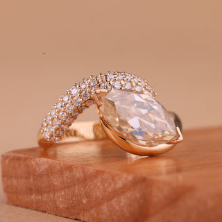 1.50CT East-West Marquise Cut Unique Cluster Engagement Ring