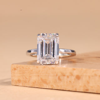 1.50CT Emerald Cut Hidden Halo Moissanite Engagement Ring