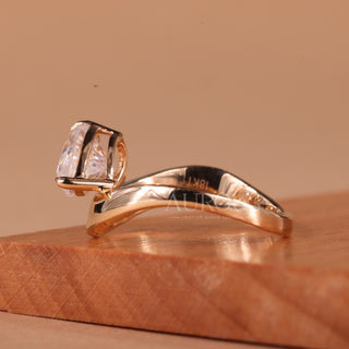 1.50CT East-West Pear Cut Curved Solitaire Engagement Ring