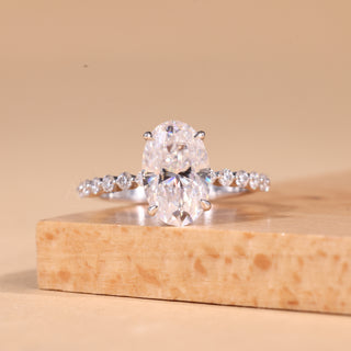 2.0CT Oval Cut Pave Setting Moissanite Engagement Ring
