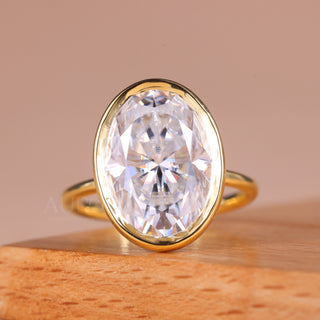 4.50CT Oval Cut Bezel Setting Moissanite Engagement Ring