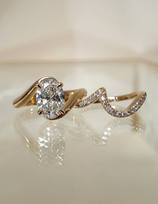 1.50CT Oval Cut Unique Pave Setting Moissanite Bridal Ring Set