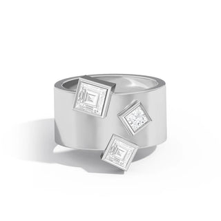 1.66TCW Carre Cut Diamond Unique Wide Wedding Band For Her