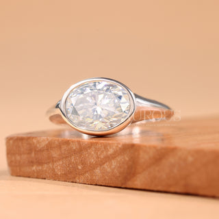 bezel setting engagement ring, bezel diamond ring, gold bezel set ring, white gold bezel setting ring
