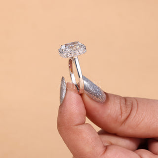 2.0CT Elongated Cushion Cut Halo Setting Moissanite Engagement Ring