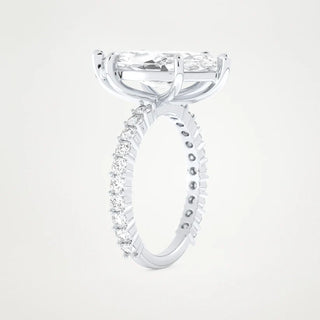4.0CT Marquise Cut Pave Setting Moissanite Engagement Ring – Inspired by Selena Gomez