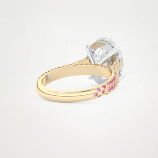 4.0CT Oval Cut Three Side Pave Setting Engagement Ring– Inspired by Lady Gaga