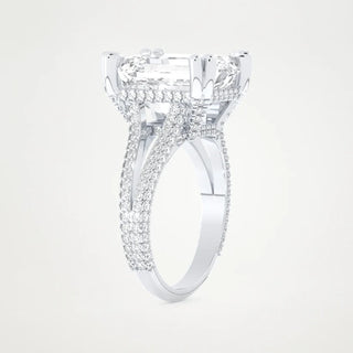 6.0CT Emerald Cut Split Shank Pave Setting Engagement Ring – Inspired by Beyoncé