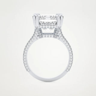 6.0CT Emerald Cut Split Shank Pave Setting Engagement Ring – Inspired by Beyoncé