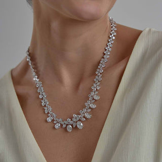 Paloma Elsesser Inspired Multi Diamond Cluster Setting Moissanite Necklace