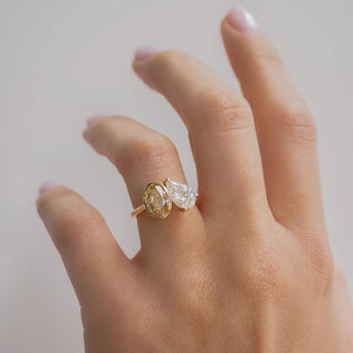 3.60TCW Pear & Oval Cut Yellow Toi Et Moi Engagement Ring