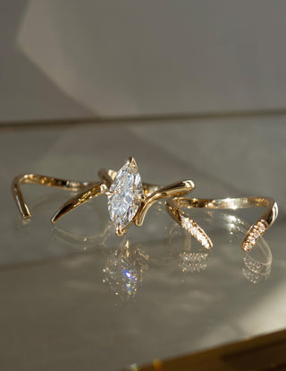 1.50CT Marquise Cut Unique Diamond Cluster Bridal Ring Set