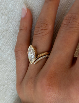2.0CT Marquise Cut Unique Open Cuff Bridal Ring Set For Her