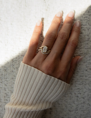 2.0CT Elongated Cushion Cut Unique Pave Set Bridal Ring Set