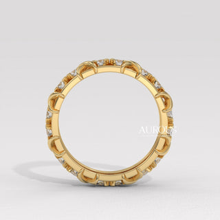 Round Diamond Unqiue Full Eternity Moissanite Wedding Band