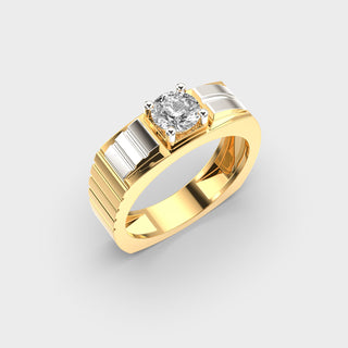 0.75CT Round Cut Two Tone Men's Wedding Ring