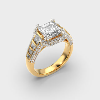 2.50 CT Asscher Cut Cluster Diamond Men's Engagement Ring