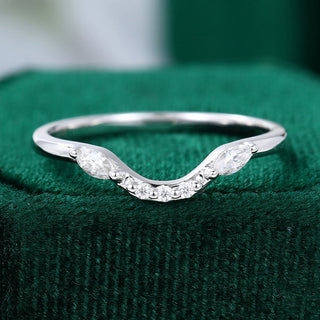 round-marquise-moissanite-curved-wedding-band