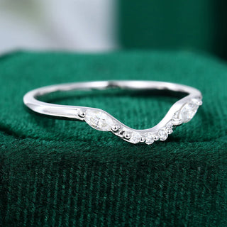 round-marquise-moissanite-curved-wedding-band