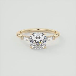 2.0CT Three Stone Cushion Moissanite Diamond Solitaire Engagement Ring