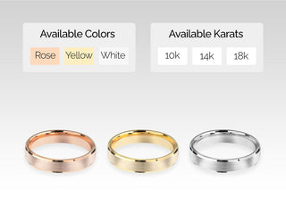 4.0MM Beveled Edge Wedding Brushed Band For Women in Solid Gold