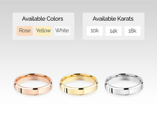 4.0MM Beveled Edge Wedding Band For Women in Solid Gold