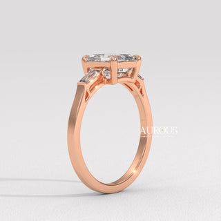 1.50CT Asscher Diamond Three Stone Moissanite Engagement Ring