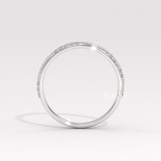 Round Diamond Vintage Style Moissanite Wedding Band