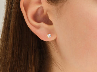Round Cut Diamond Bezel Set Moissanite Earrings For Women
