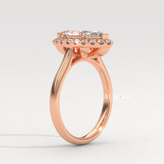 2.0CT Marquise Cut Halo Setting Moissanite Engagement Ring