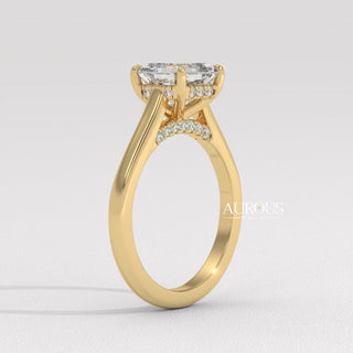 1.50CT Asscher Diamond Hidden Halo Moissanite Engagement Ring