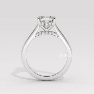 1.50CT Asscher Diamond Hidden Halo Moissanite Engagement Ring