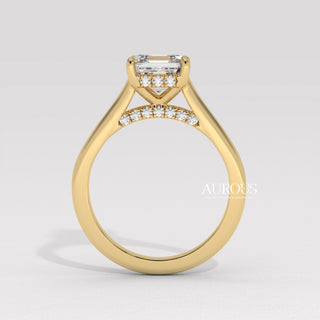 1.50CT Asscher Diamond Hidden Halo Moissanite Engagement Ring