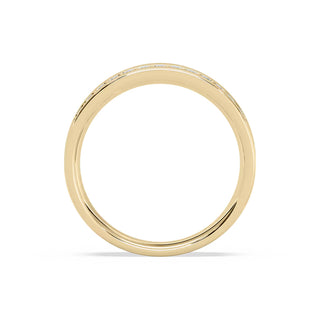 Round Cut Diamond Pave Setting Haf Eternity Men's Wedding Band