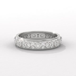 Round Diamond Clustr Setting Eternity Moissanite Wedding Band