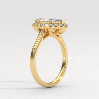 2.0CT Marquise Cut Halo Setting Moissanite Engagement Ring